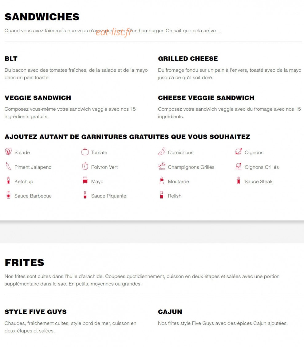Five Guys — carte page 2