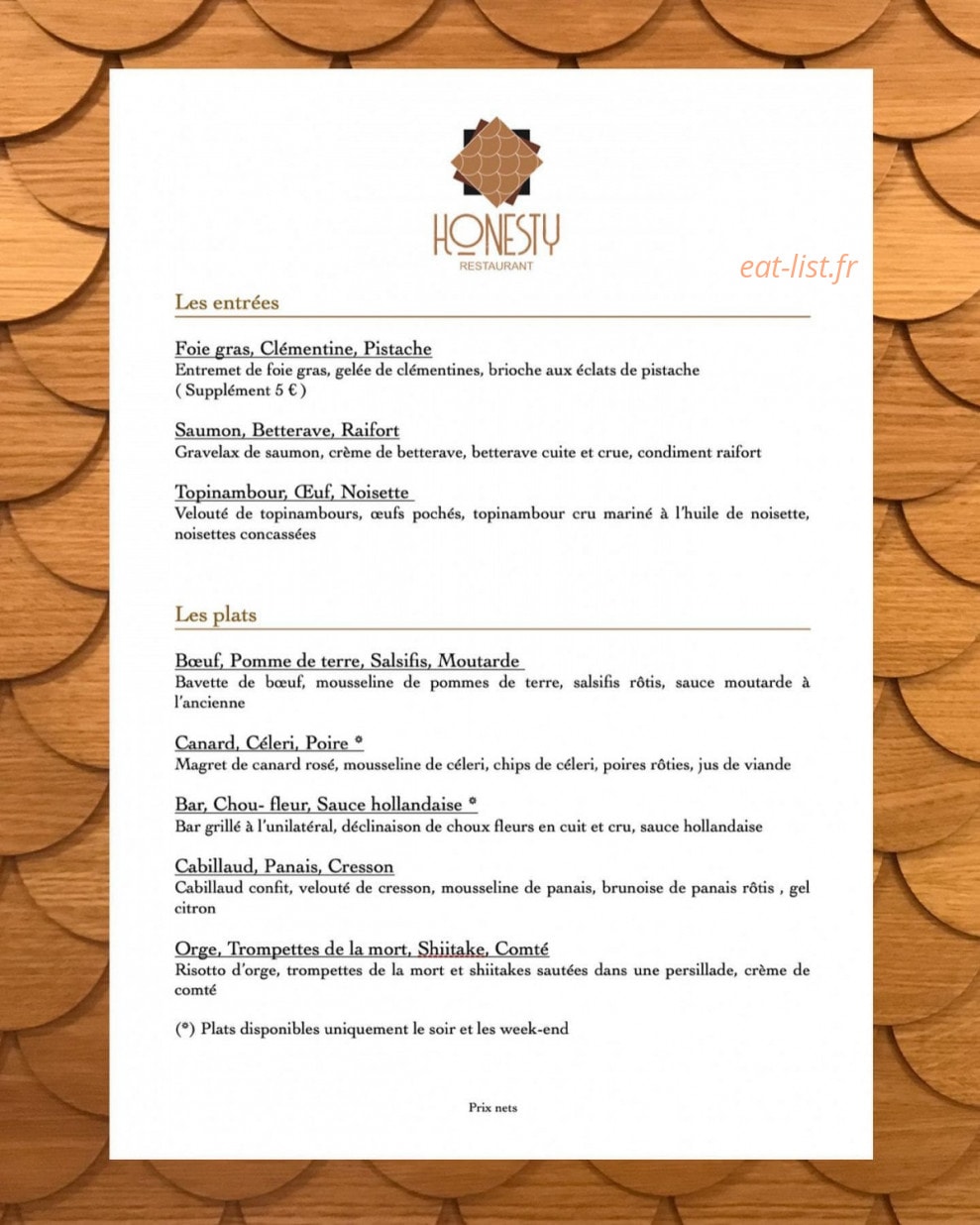 Honesty — carte page 1