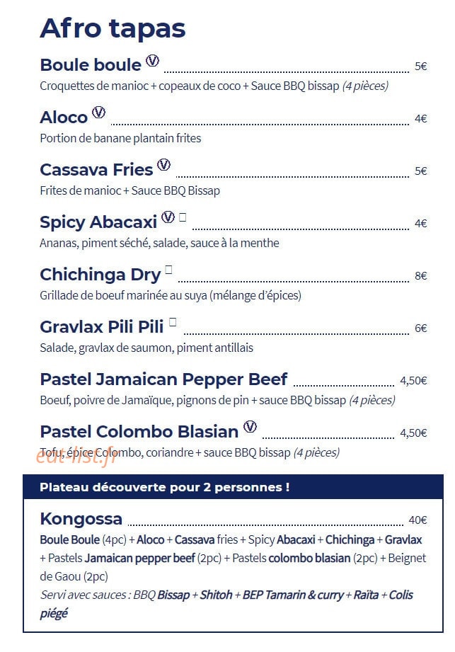 Jabiru Café — carte page 1