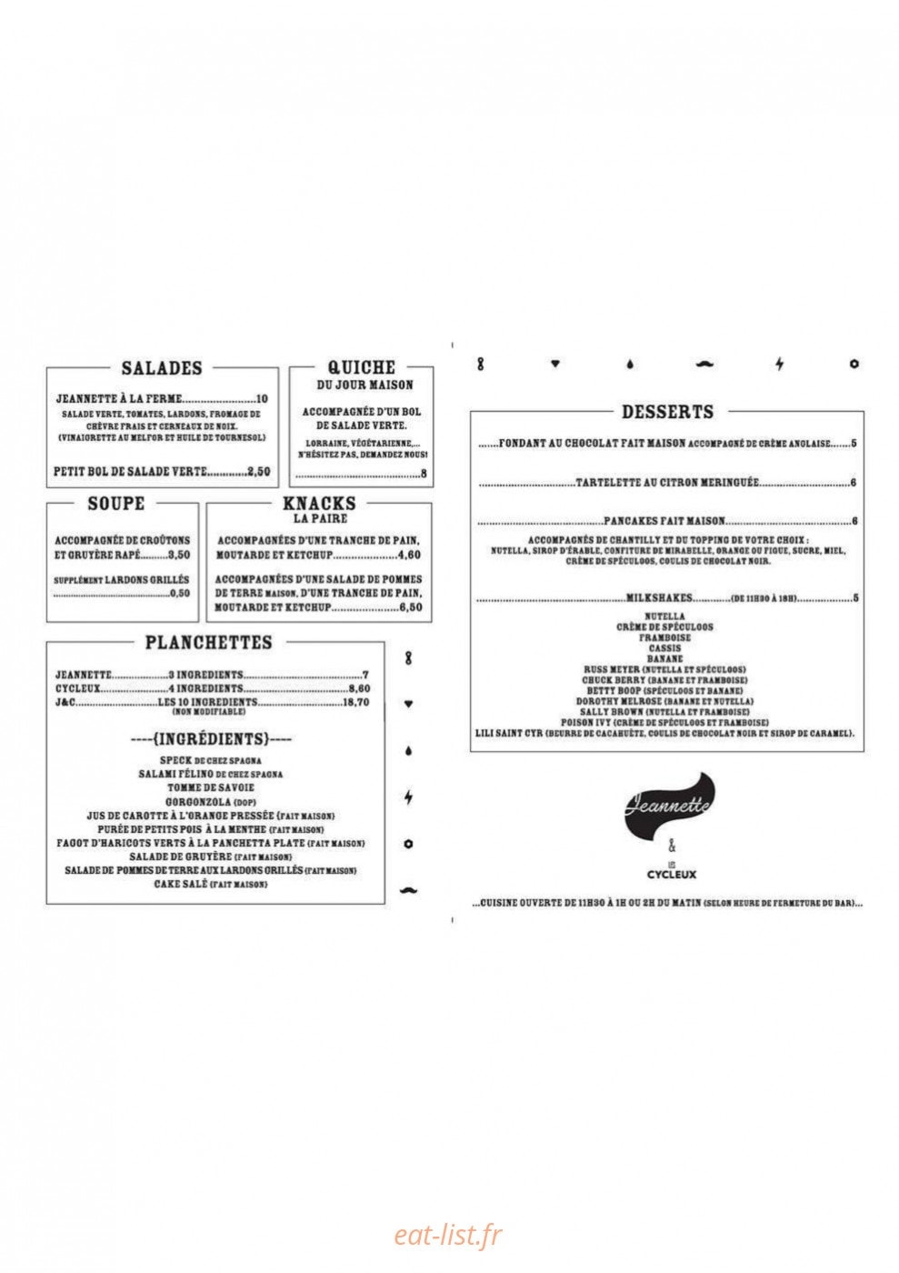 Jeannette et les Cycleux — carte page 1