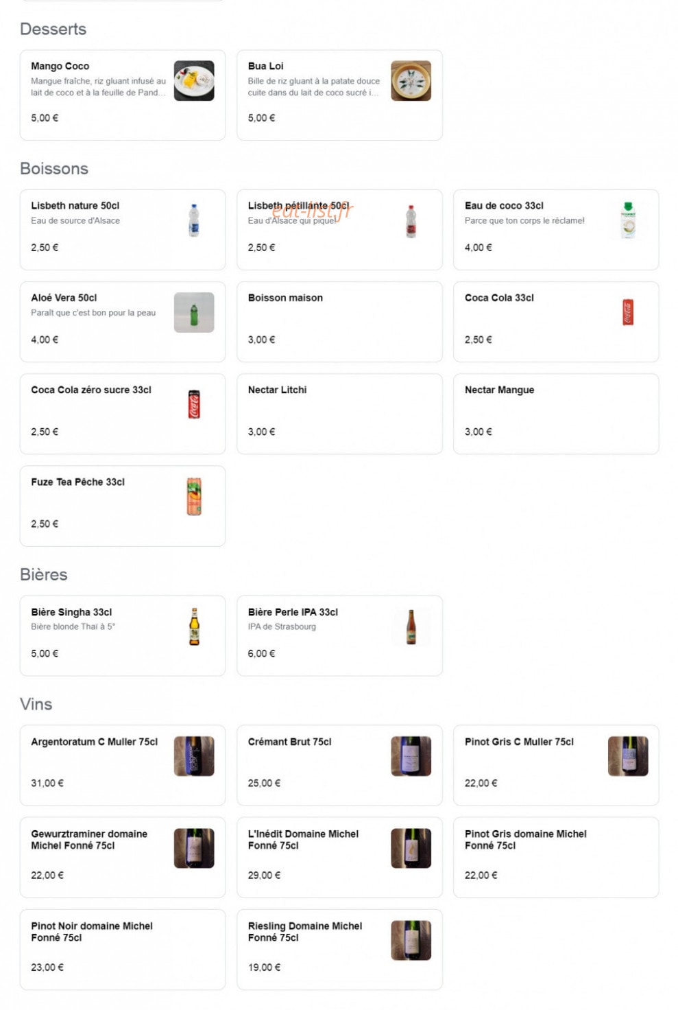 Koa Thaï — carte page 2