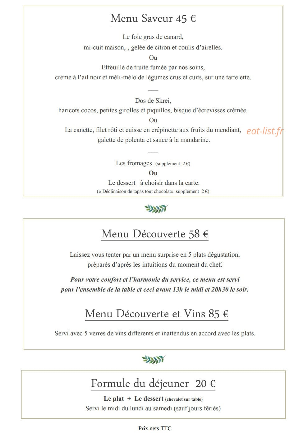 L'Amuse-Bouche — carte page 2