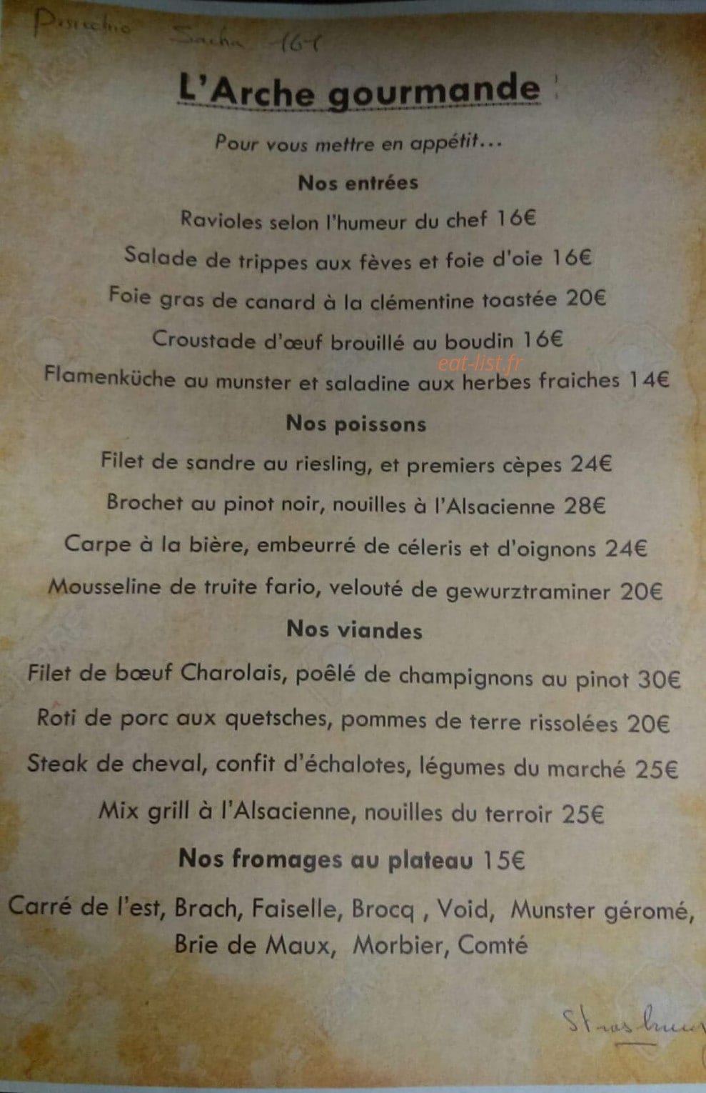 L'Arche Gourmande — carte page 1