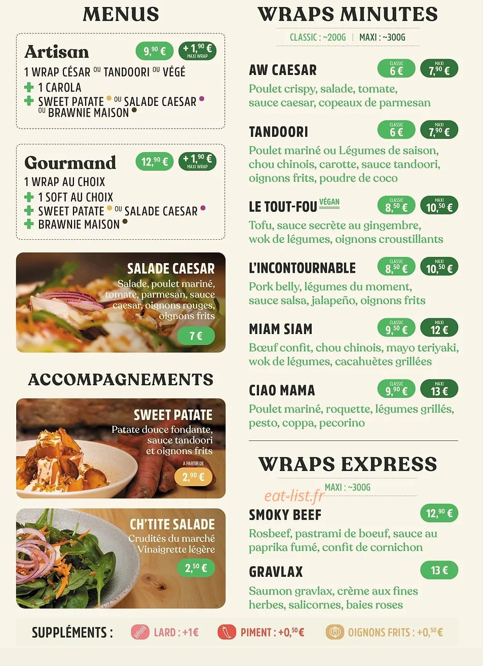 L'Artisan du Wrap — carte page 1