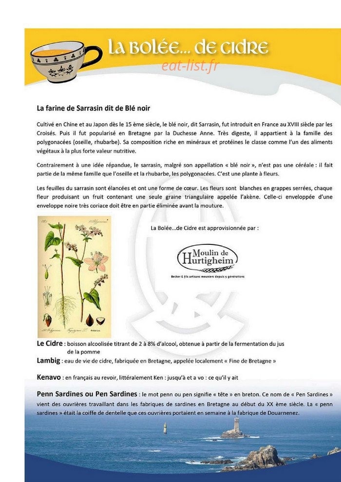La Bolée de cidre — carte page 12