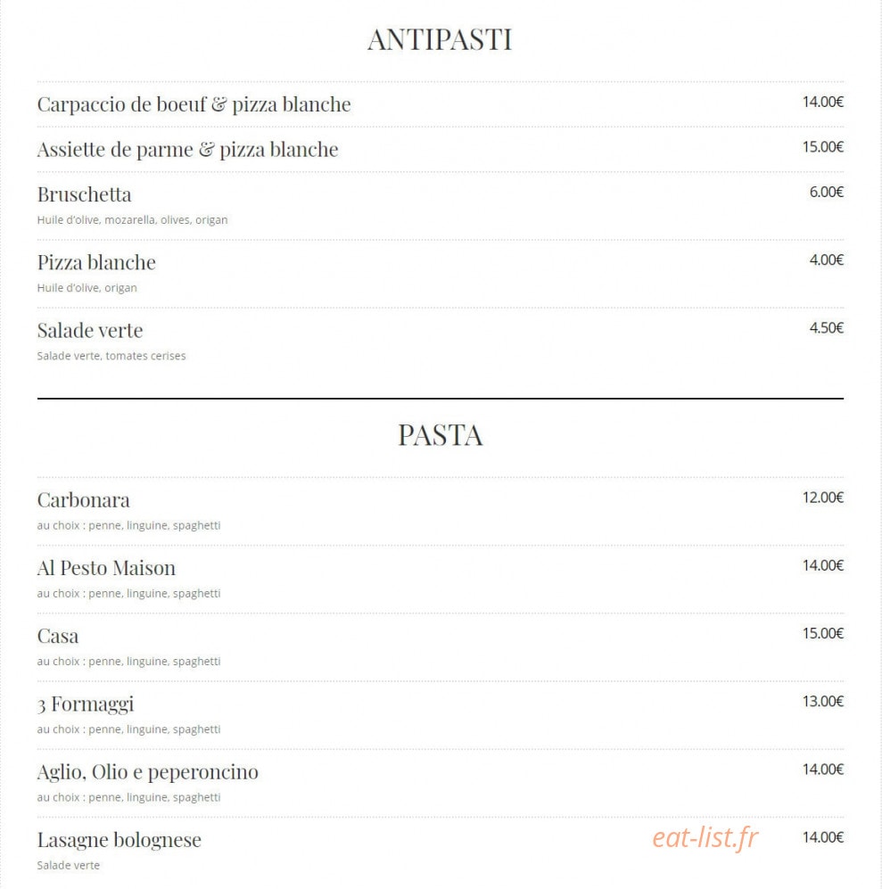 La Casa père & fils — carte page 1