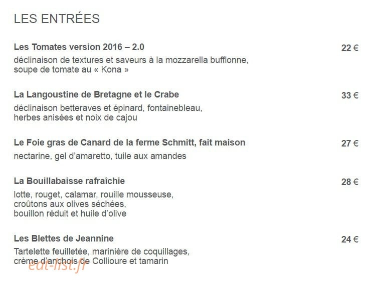 La Casserole — carte page 1