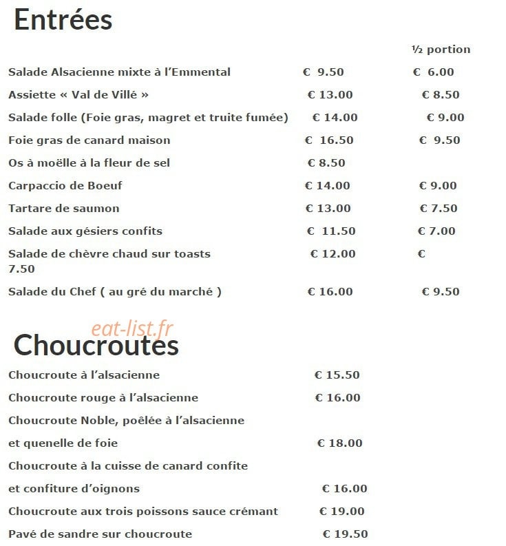La Choucrouterie — carte page 1