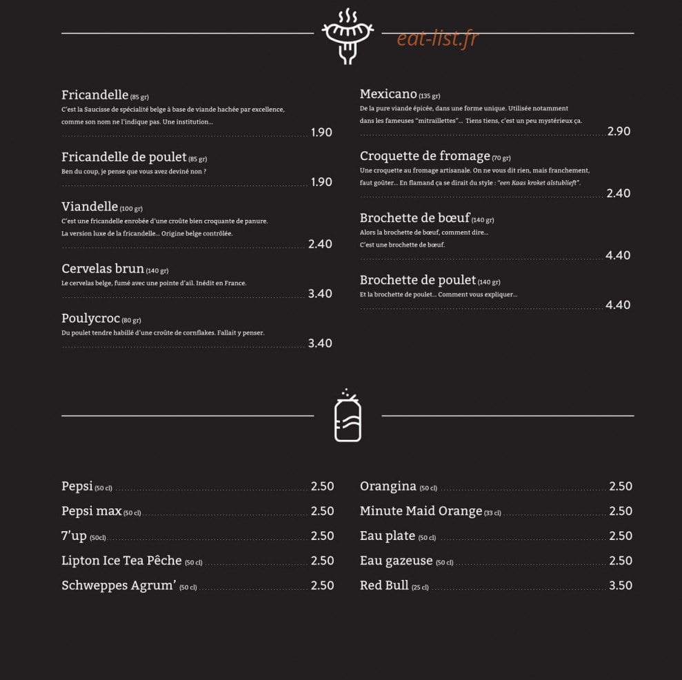 La Frituur — carte page 2