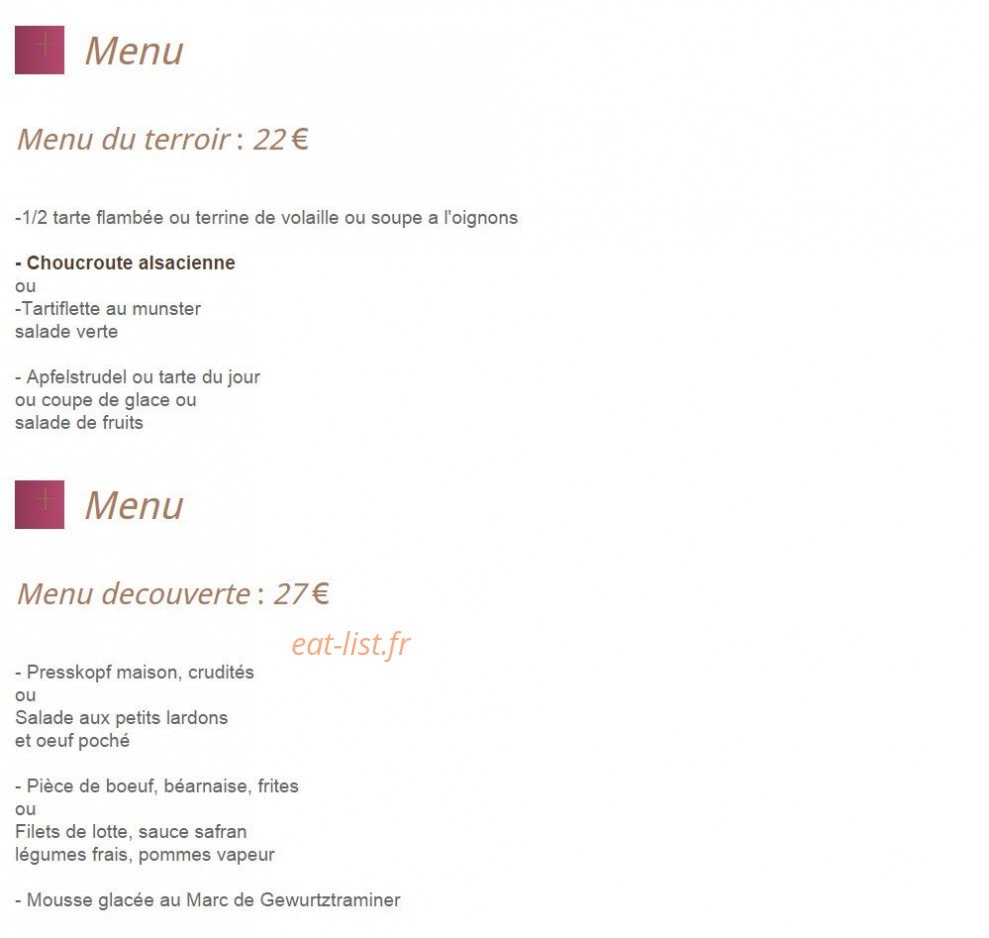 La Petite Alsace — carte page 2