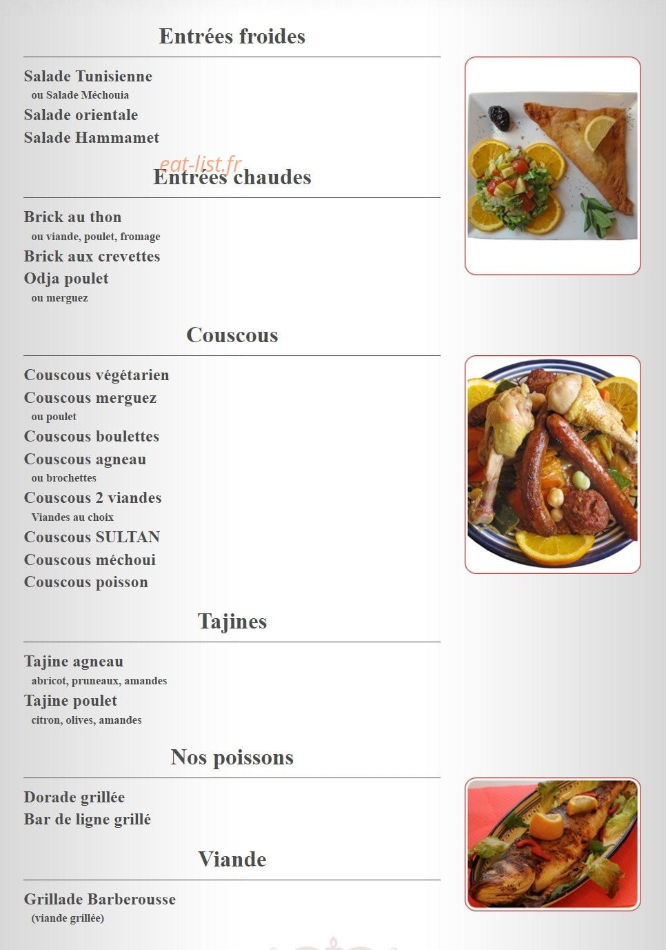 La Semoule D' Or — carte page 1