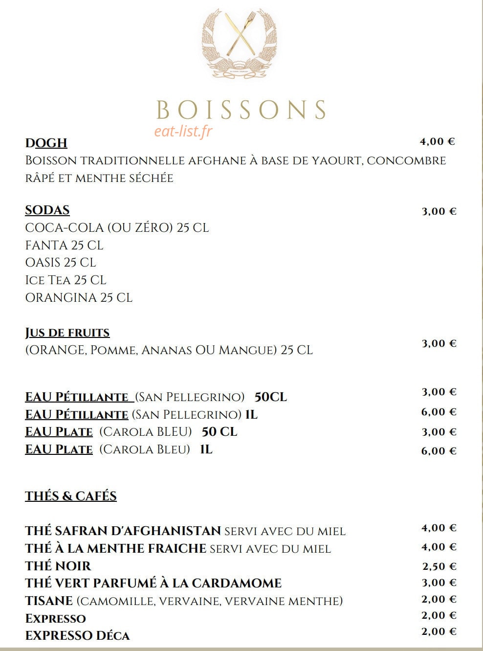 La Table Afghane — carte page 9