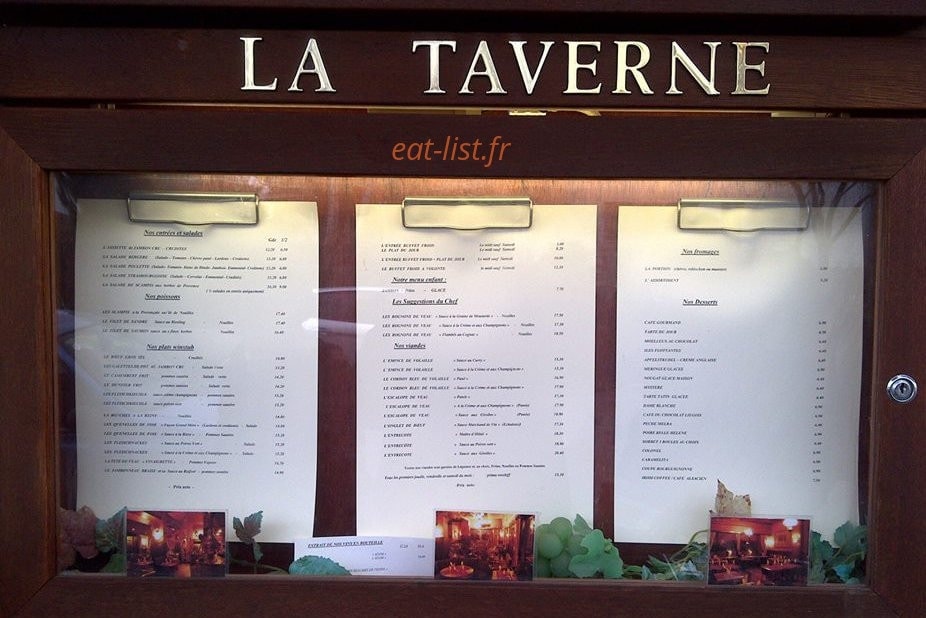 La Taverne — carte page 1