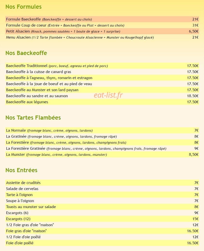 Le Baeckeoffe d'Alsace — carte page 1