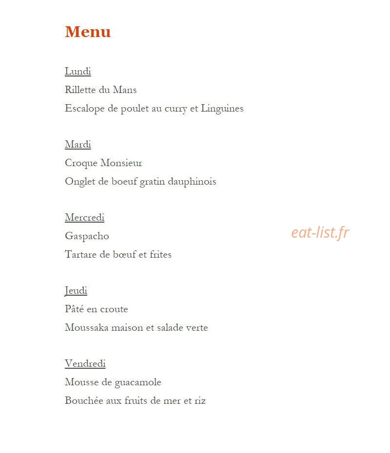 Le Bistronome — carte page 1