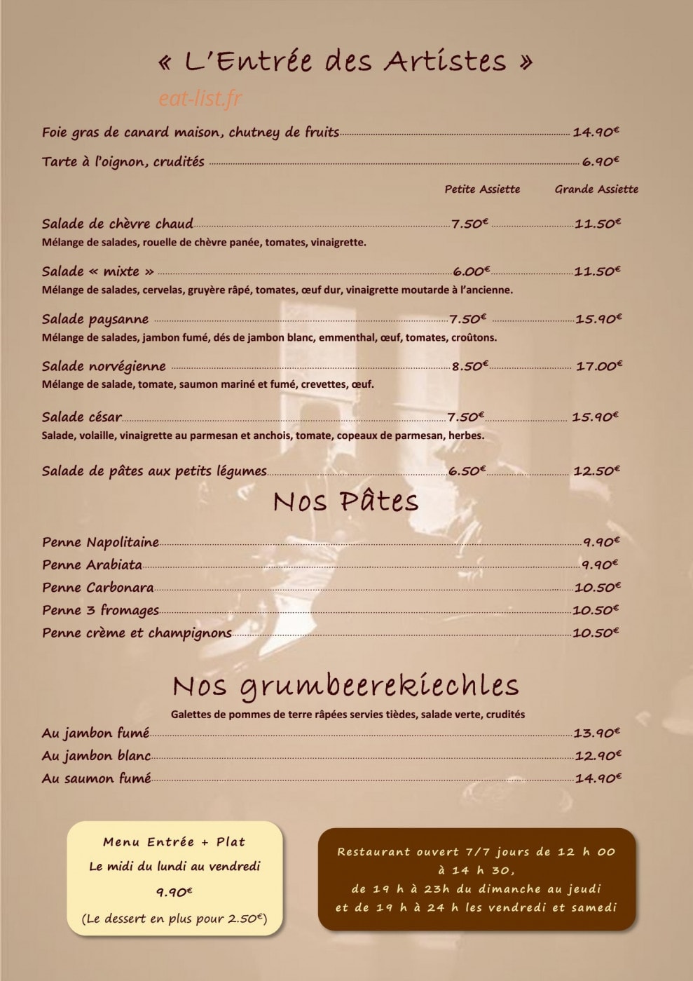Le bistrot des Copains — carte page 2