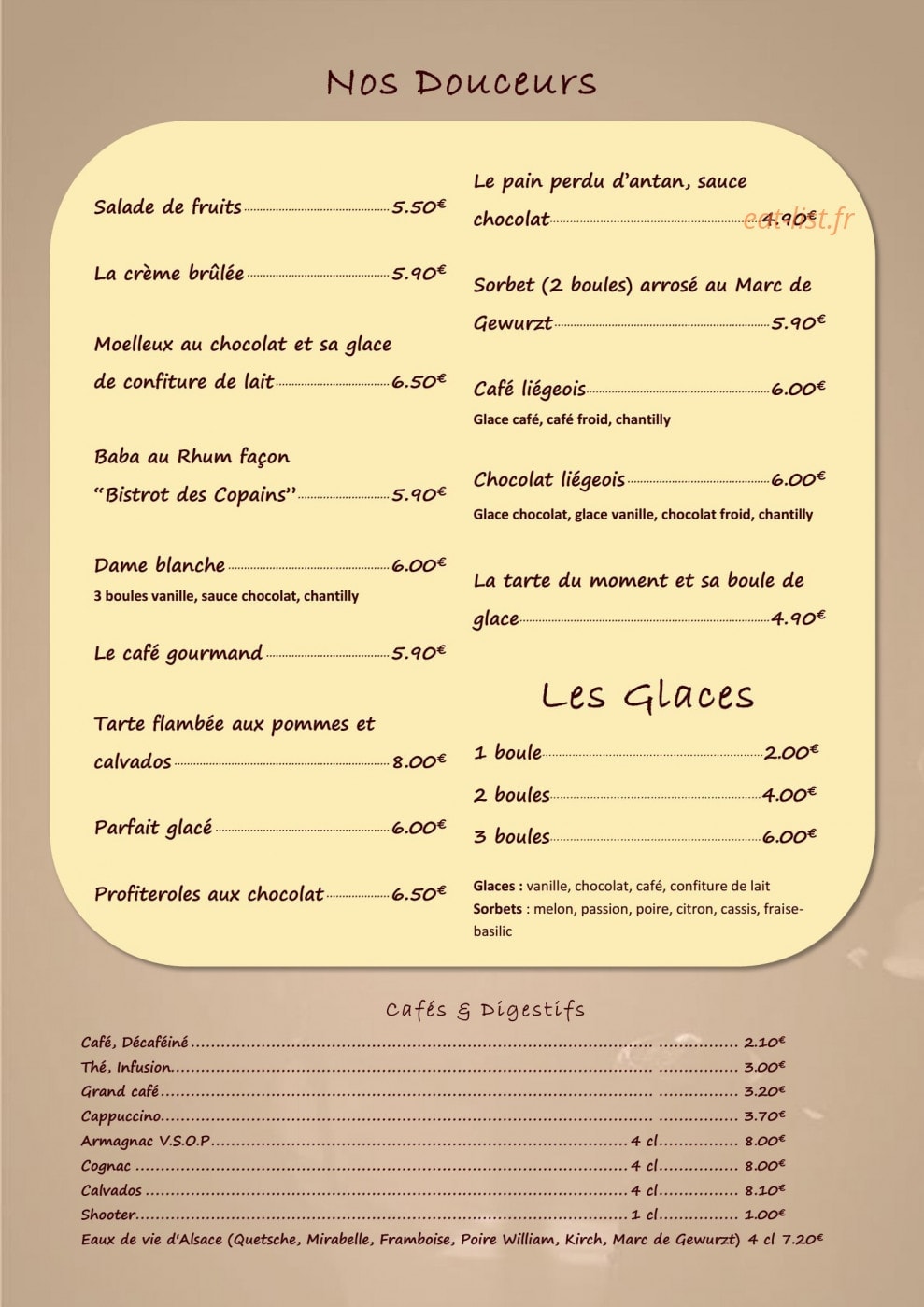 Le bistrot des Copains — carte page 7