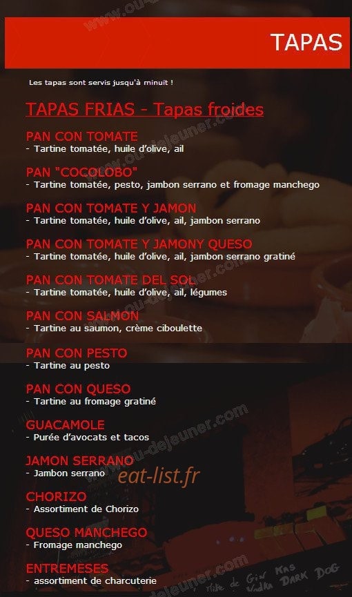 Le Coco Lobo — carte page 1