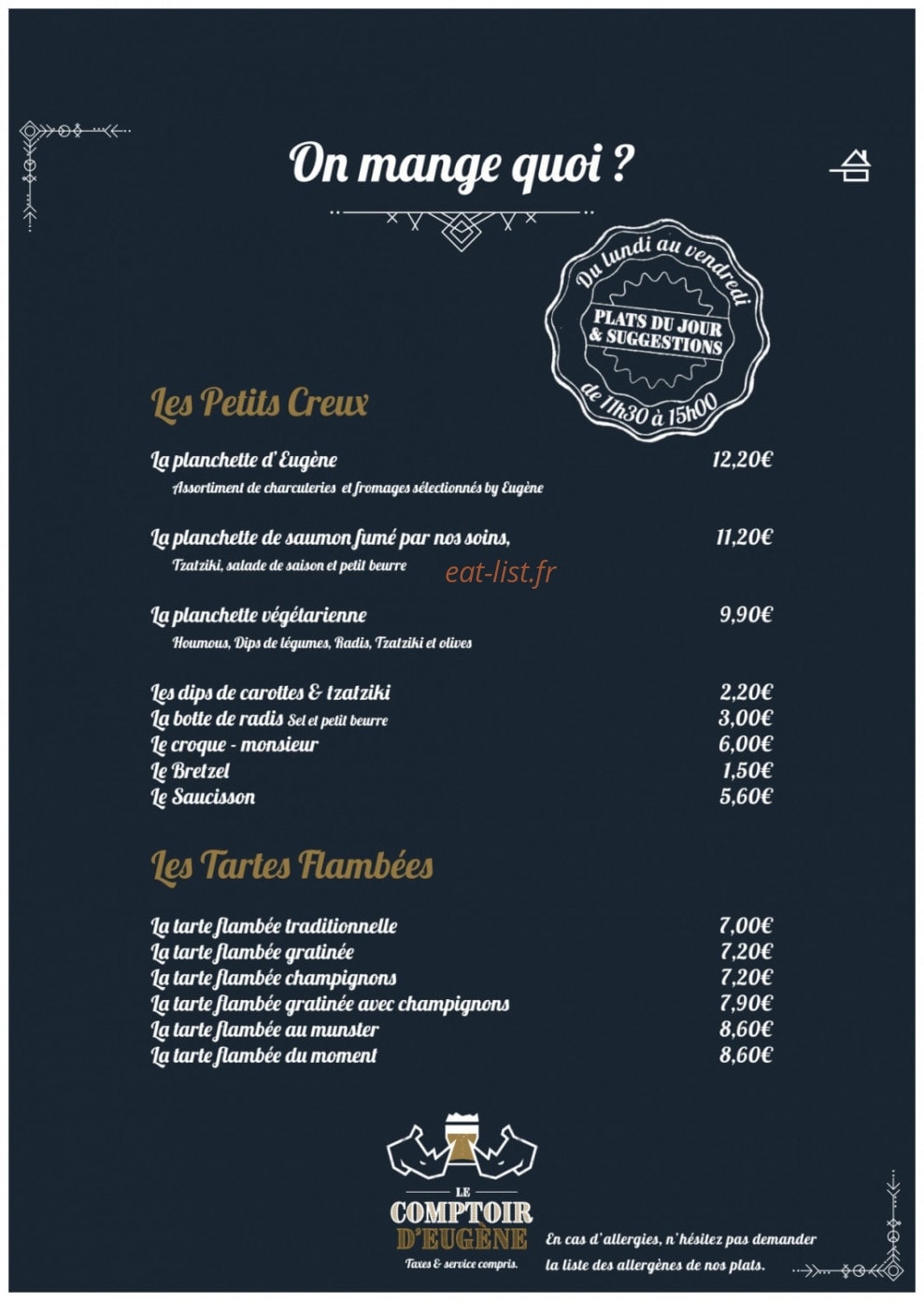 Le Comptoir d'Eugène — carte page 1
