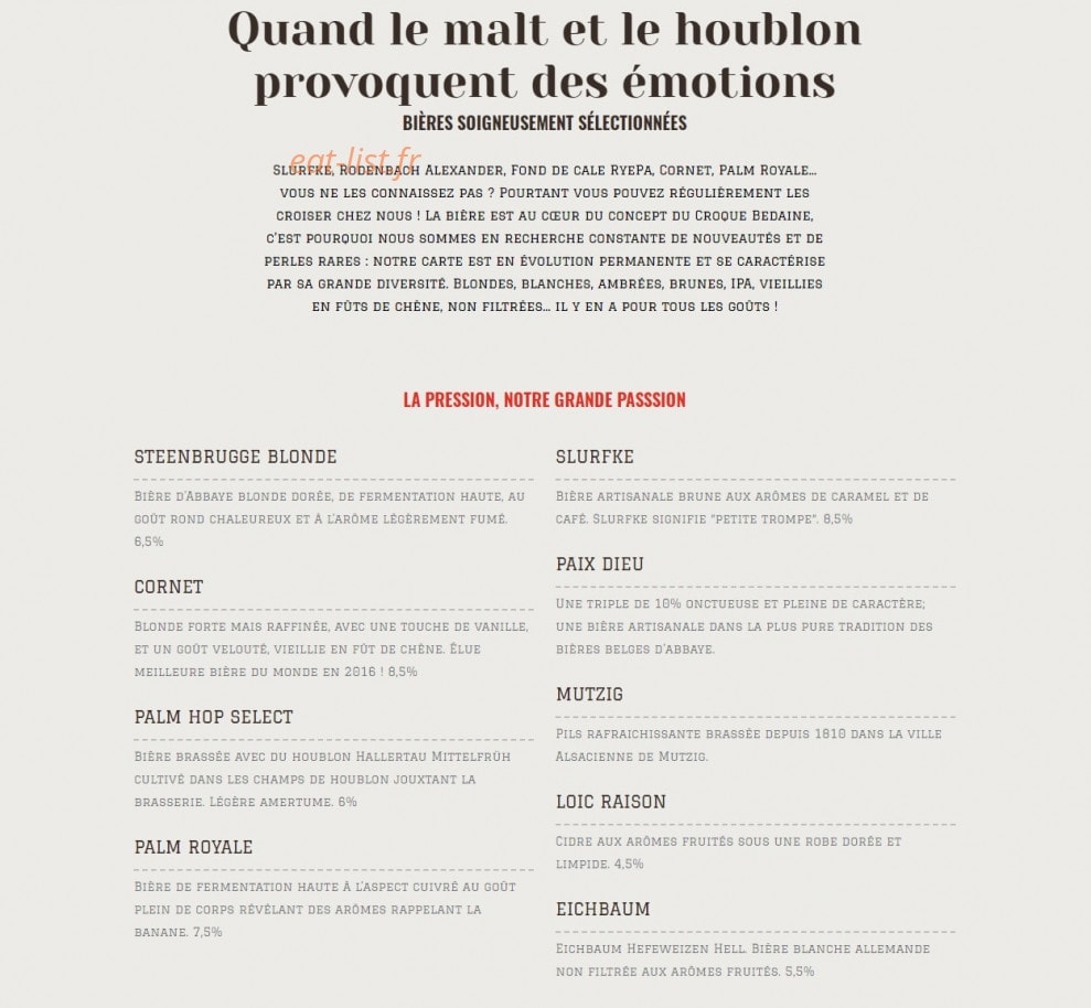 Le Croque Bedaine — carte page 1