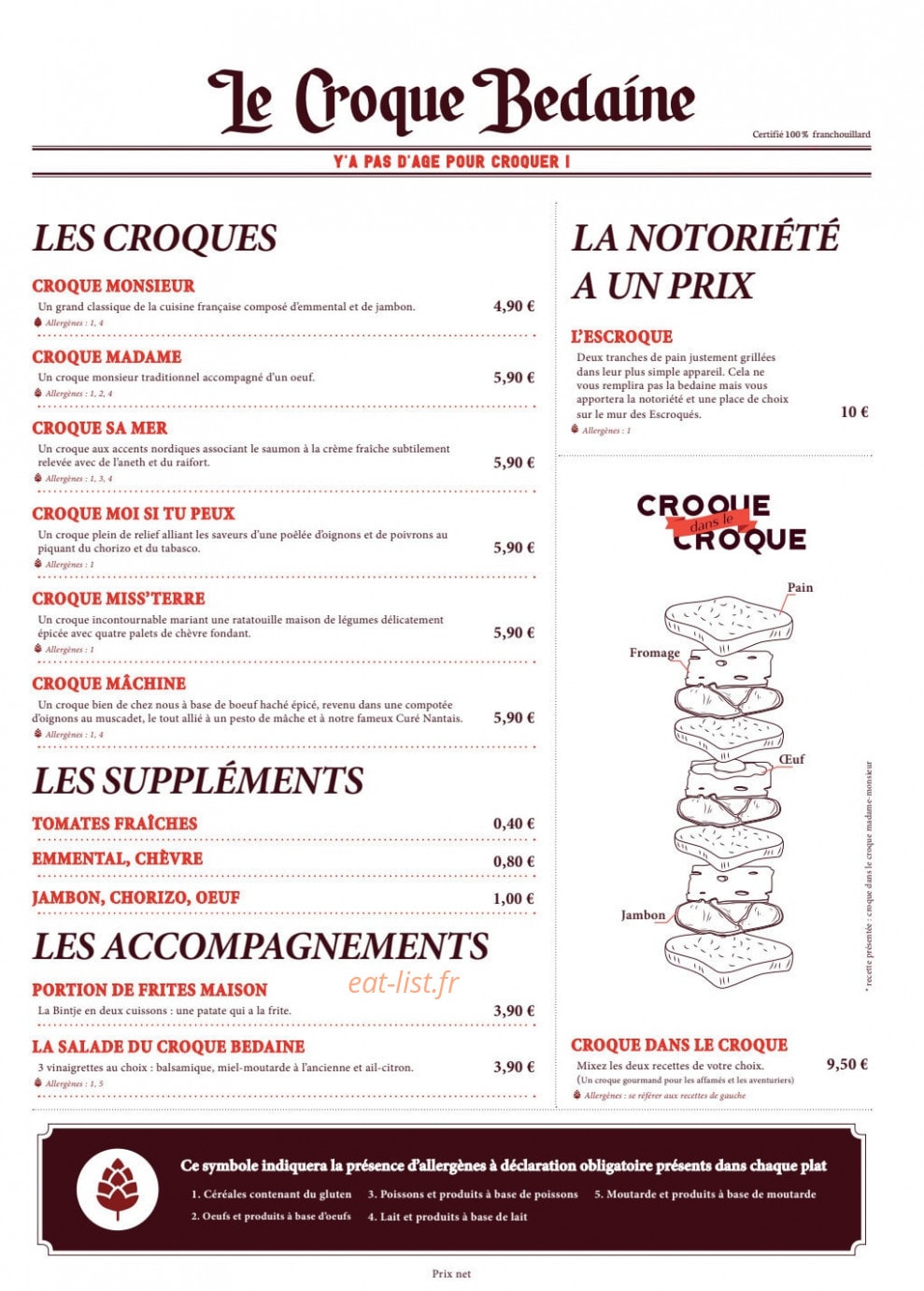 Le Croque Bedaine — carte page 1