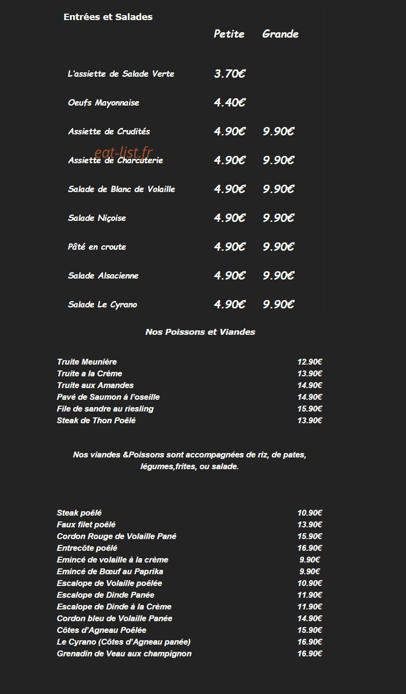 Le Cyrano — carte page 1