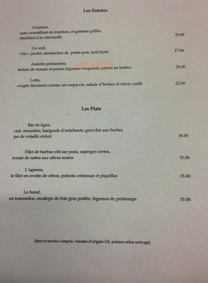 Le Gavroche — carte page 2