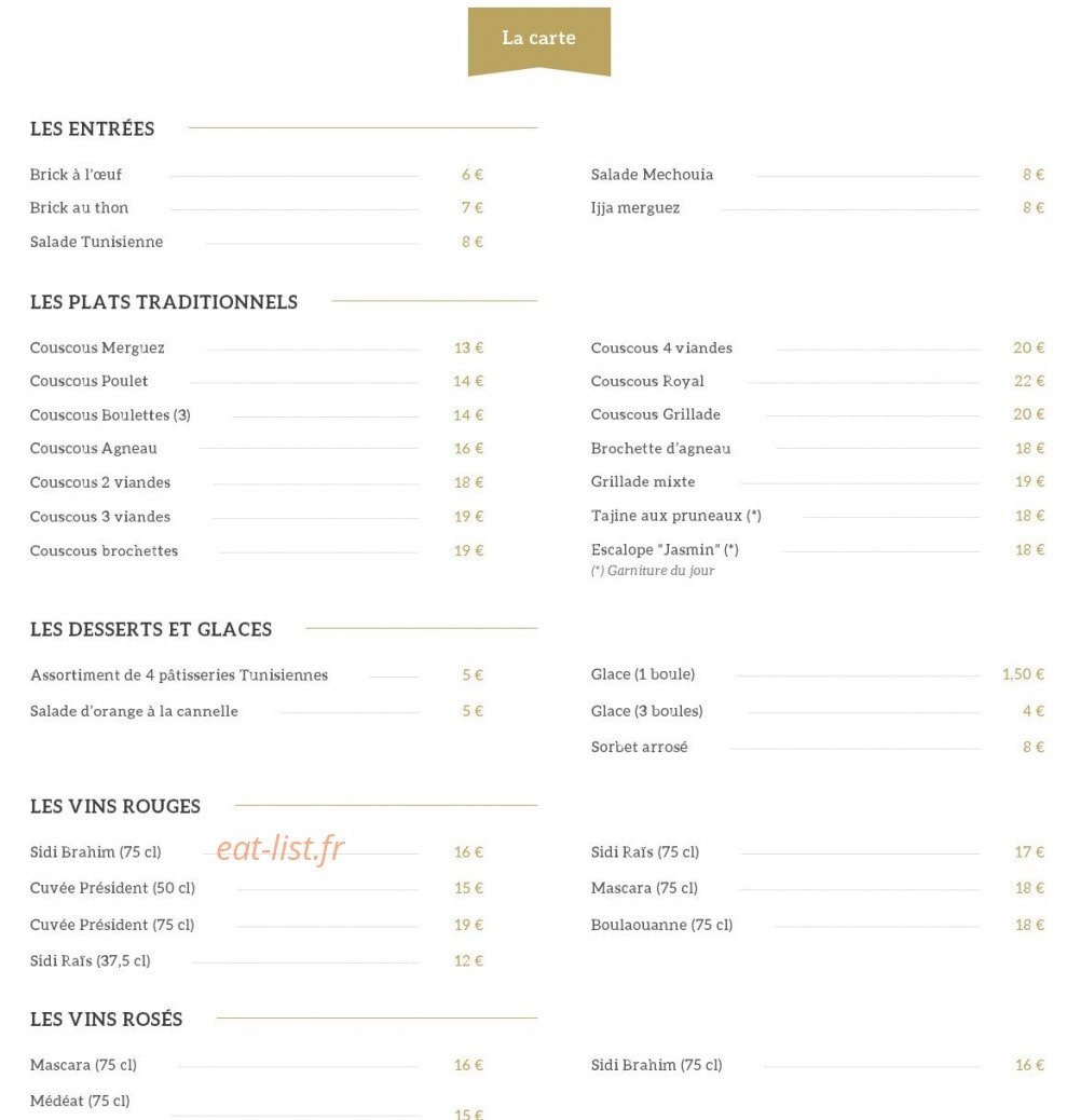 Le Jasmin — carte page 1