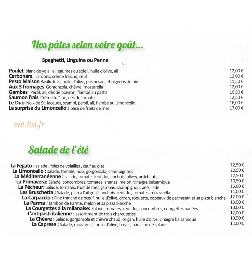 Le Limoncello — carte page 3