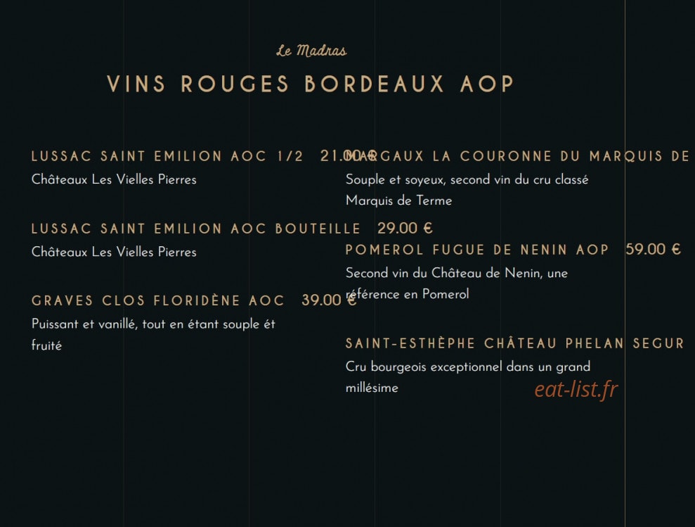 Le Madras — carte page 21