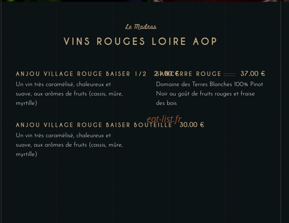 Le Madras — carte page 20