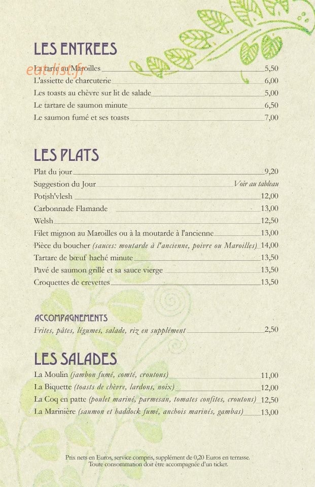 Le Moulin d'Or — carte page 1