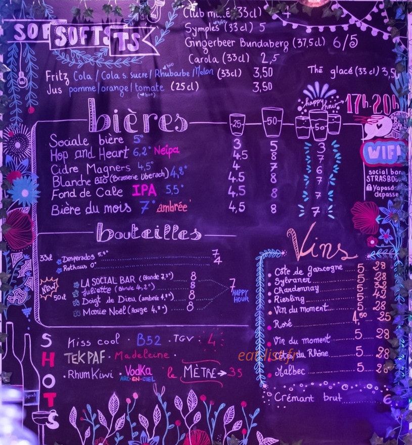 Le Social Bar — carte page 1
