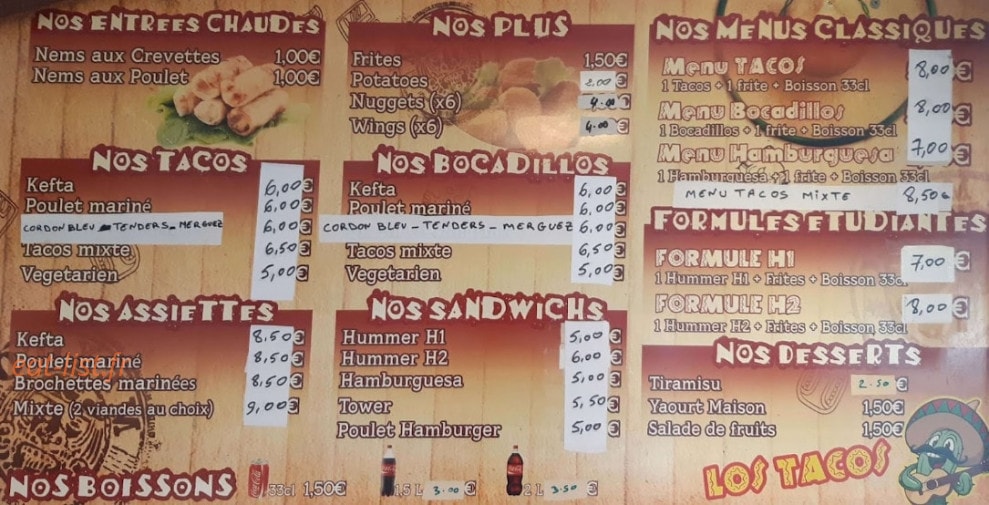 Los Tacos — carte page 1