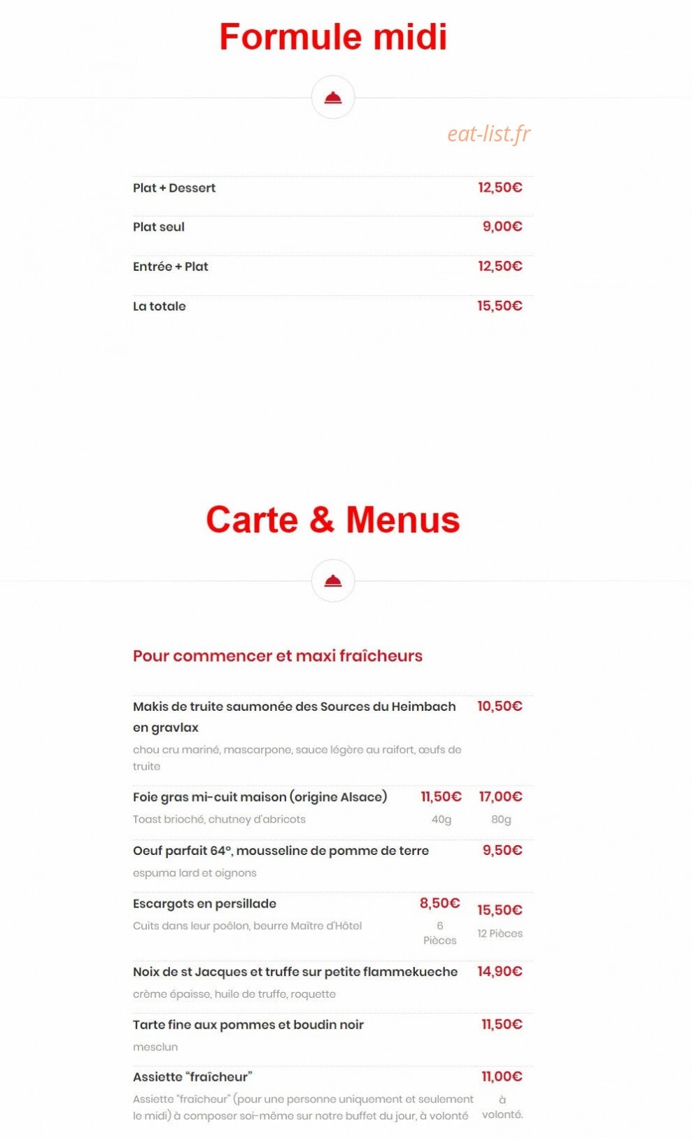 Mamama Bistro — carte page 1