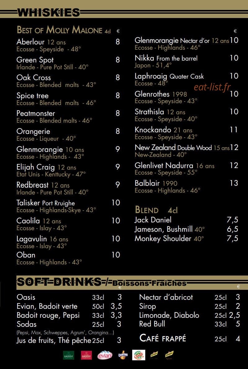 Molly Malone's — carte page 3