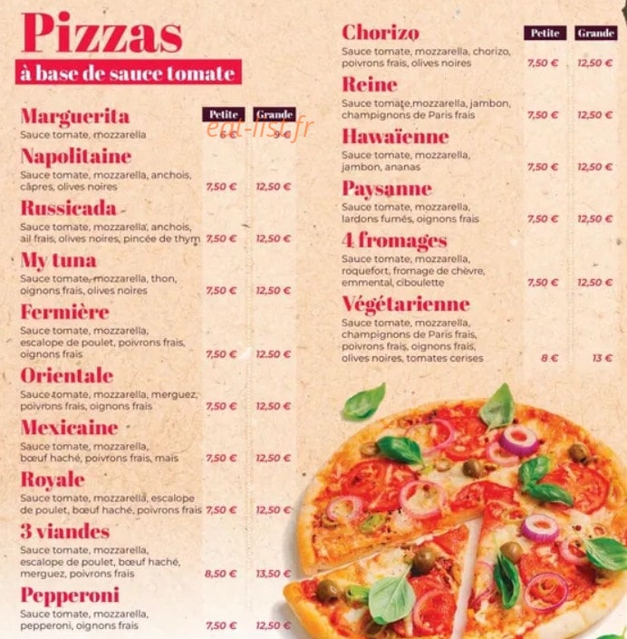 My pizza — carte page 2