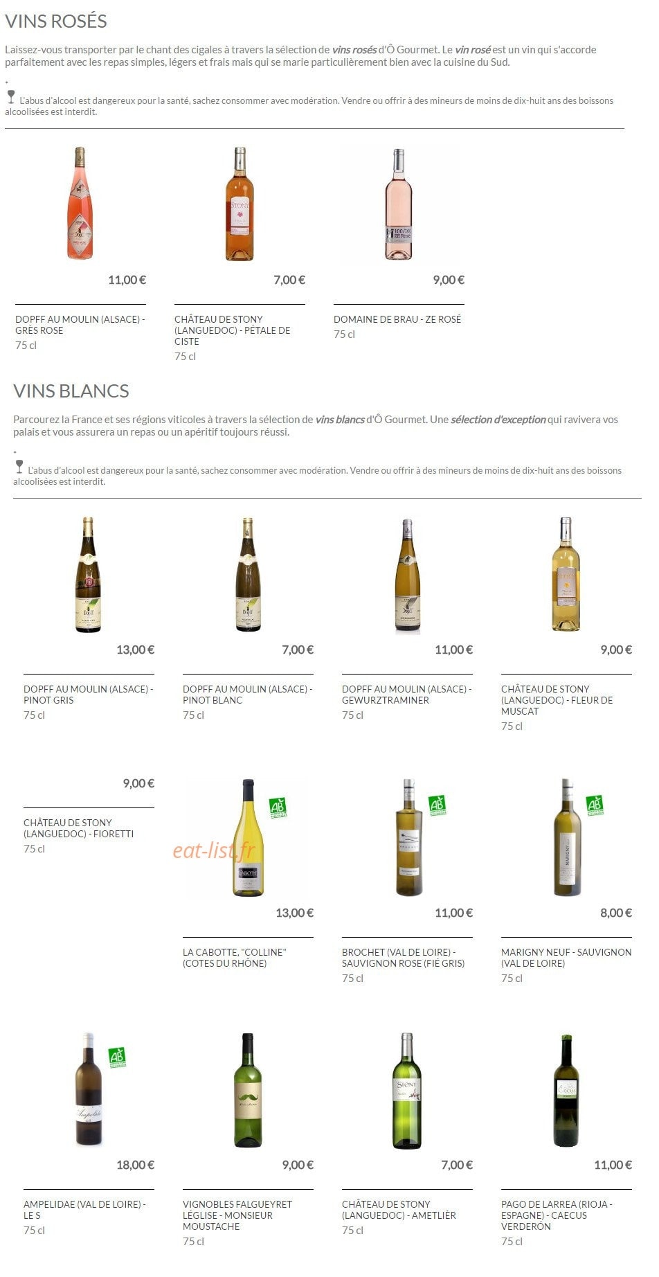 Ô Gourmet — carte page 16