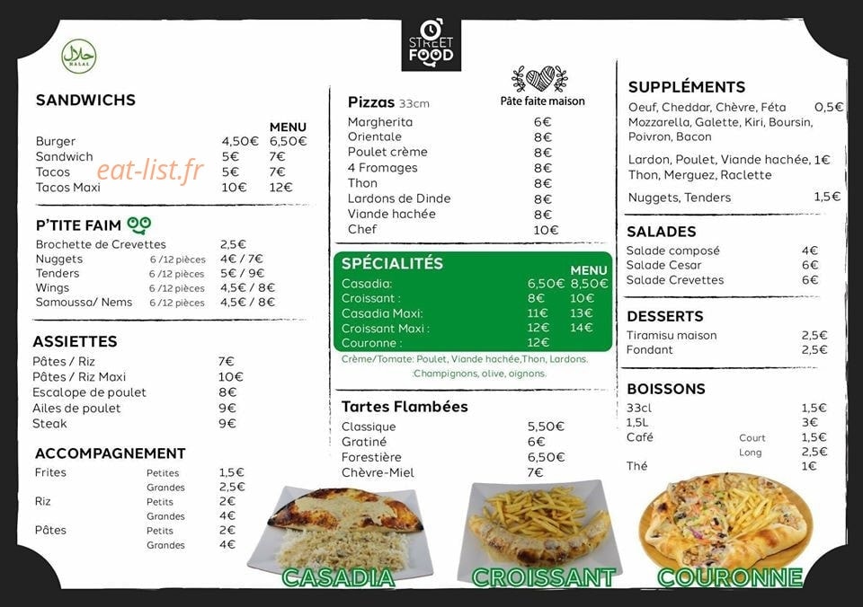 Ô Street Food — carte page 1