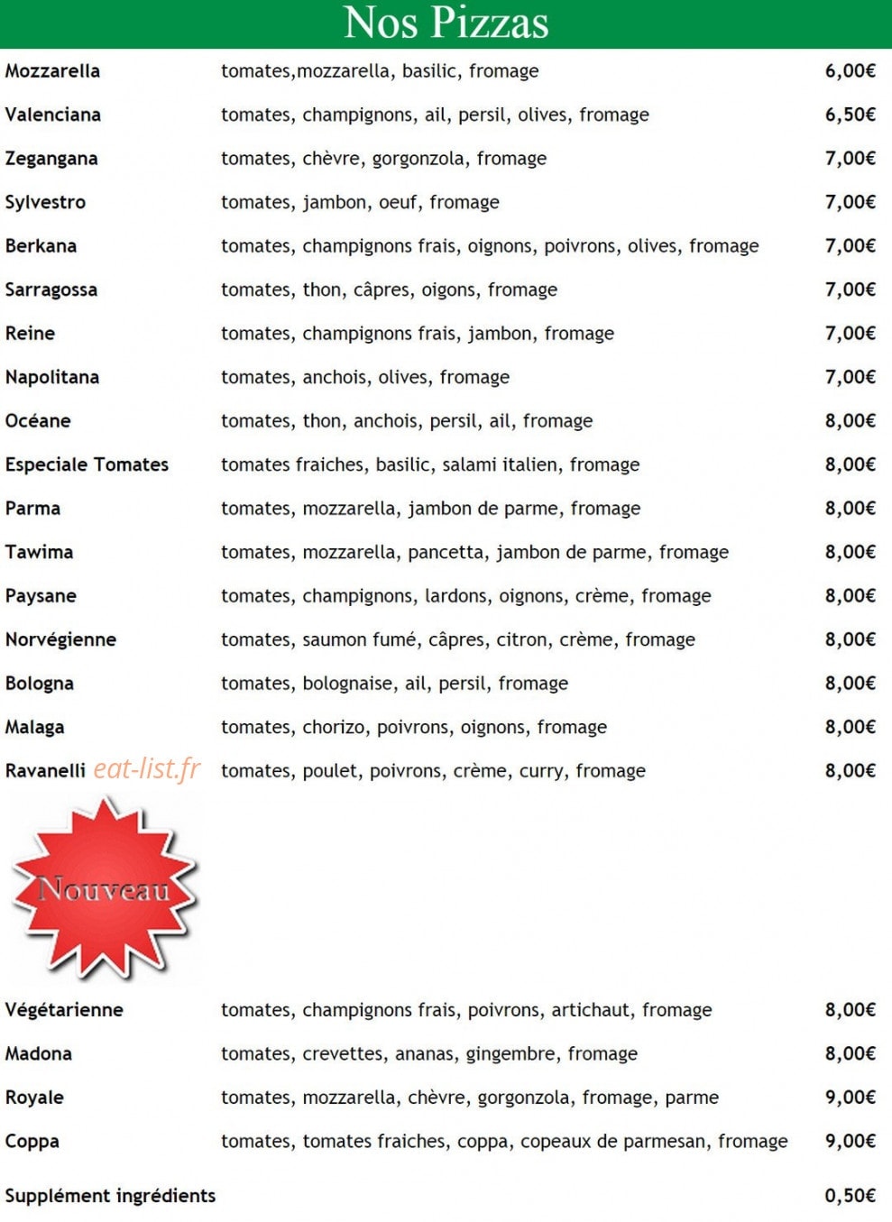 Pasta et ravioli — carte page 1