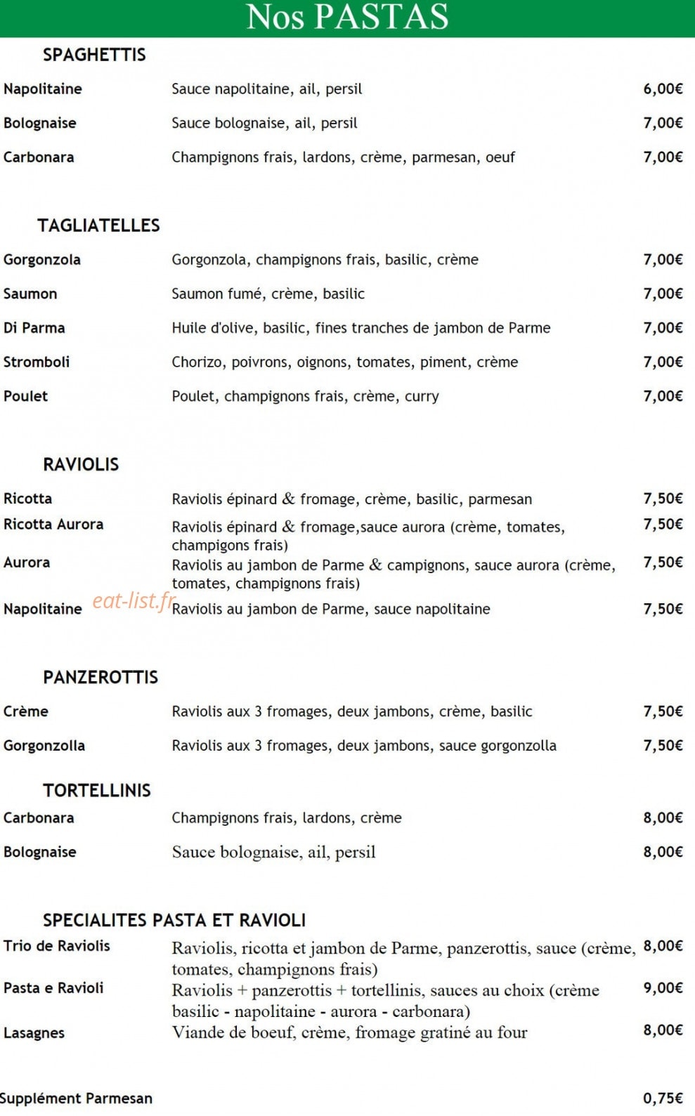 Pasta et ravioli — carte page 2