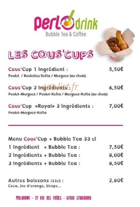 Perlodrink — carte page 1