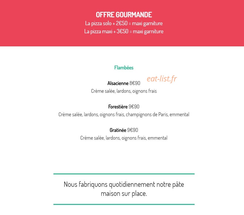 Pizza de la Meinau — carte page 2