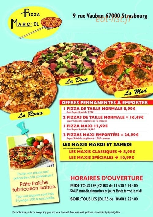 Pizza Marc'Ol — carte page 1