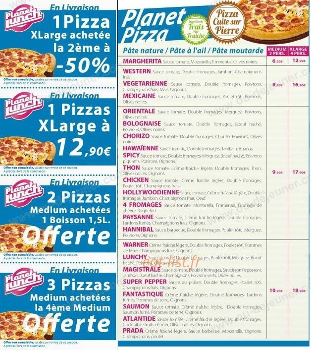 Planet Lunch — carte page 2