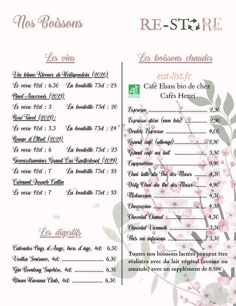Re-store café — carte page 5