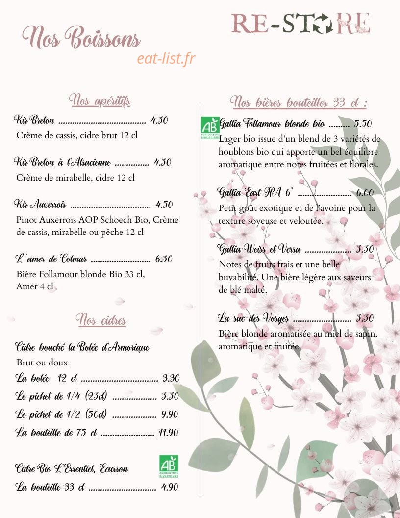 Re-store café — carte page 6