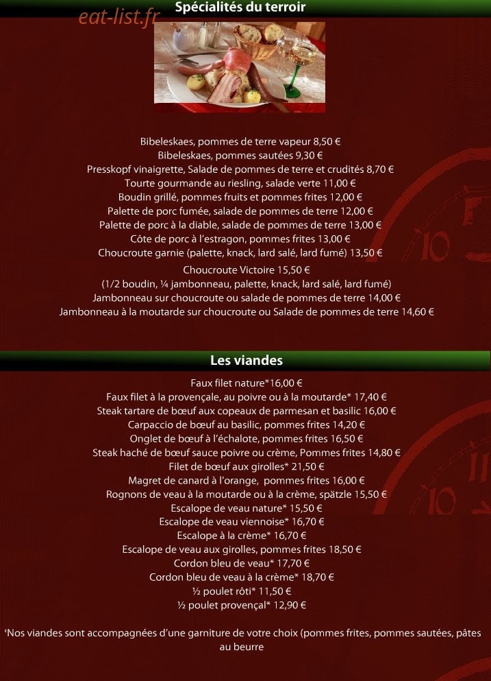 Restaurant de la victoire — carte page 1