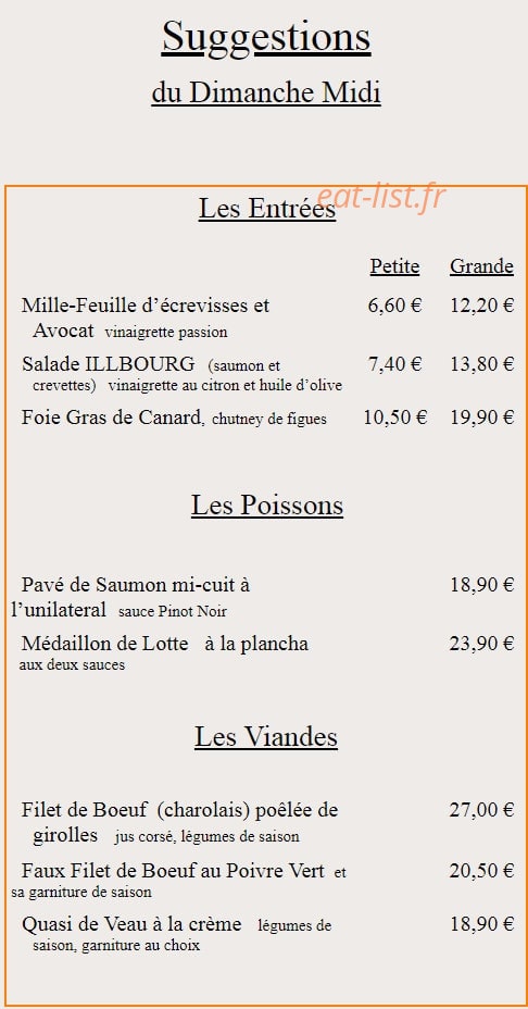 Restaurant Illbourg — carte page 3
