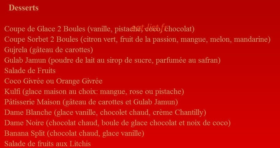 Restaurant kashmir — carte page 8